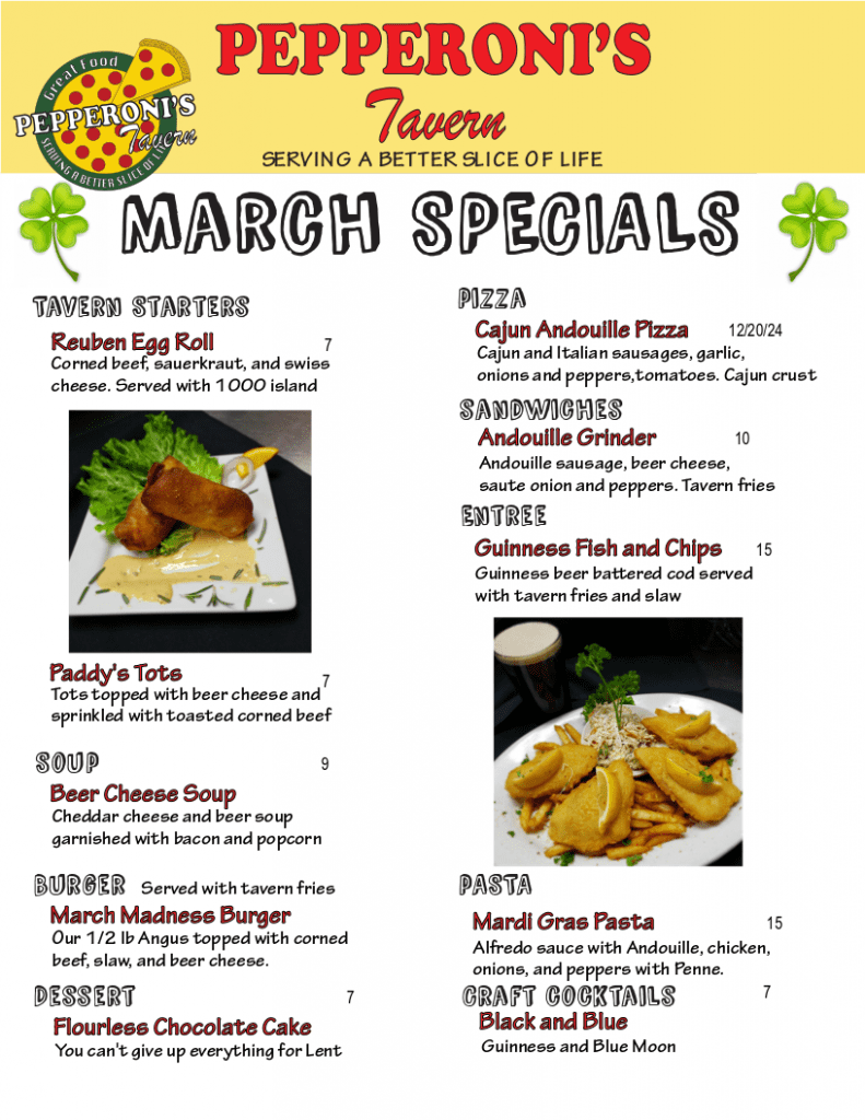 march pepperonis tavern food specials